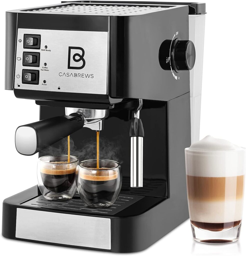 CASABREWS Espresso Machine 20 Bar, Professional Espresso Maker and Cappuccino Machine with Milk Frother Steam Wand, Compact Espresso Coffee Maker with 50 oz Water Tank for Latte, Gift for Dad Mom