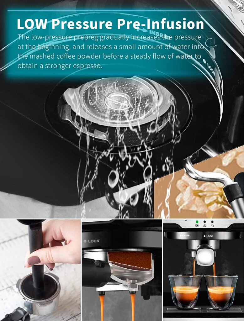 Gevi Espresso Machine, Espresso Maker with Milk Frother Steam Wand, Compact Espresso Super Automatic Espresso Machines for home with 34oz Removable Water Tank for Cappuccino, Latte