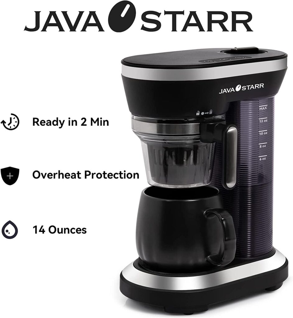 JAVASTARR Coffee Maker with Grinder Built in, Coffee Grinder and Maker All in One, Bean to Cup Grind and Brew Coffee Maker, Capacity 12-15 Oz Steam Pressure Technology Grinding Coffee Makers