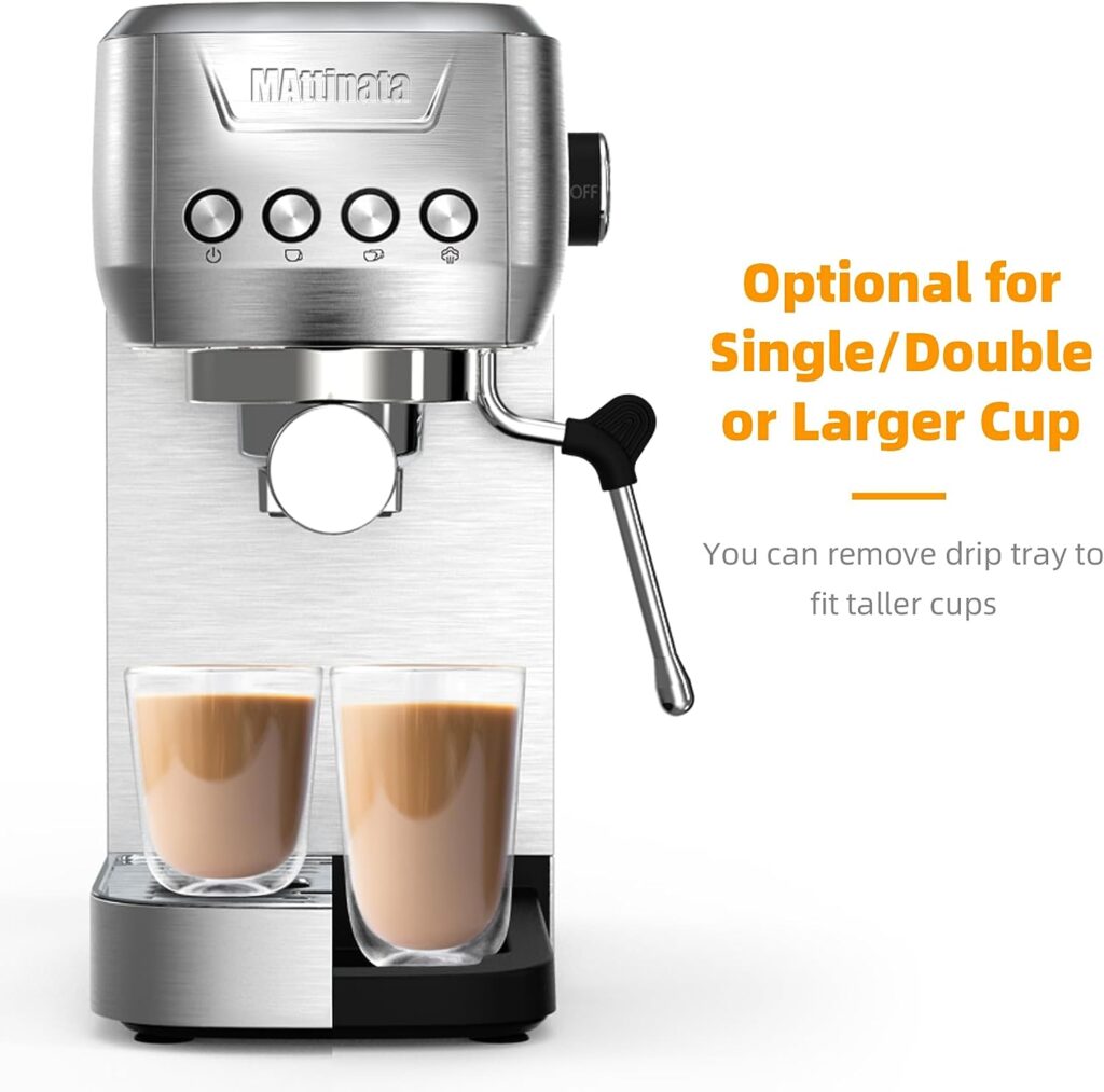 MAttinata Espresso Machine, Professional 20 Bar Espresso Maker with Milk Frother and Steamer, Stainless Steel Coffee Maker for Home Latte Cappuccino for Cappuccino Latte Gifts