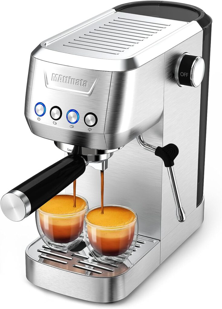 MAttinata Espresso Machine, Professional 20 Bar Espresso Maker with Milk Frother and Steamer, Stainless Steel Coffee Maker for Home Latte Cappuccino for Cappuccino Latte Gifts